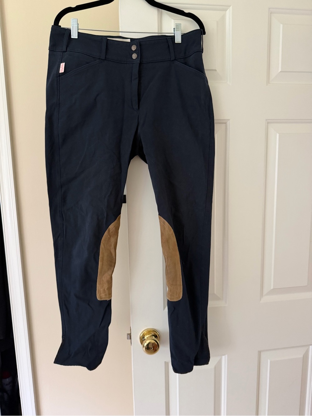 The Tailored Sportsman navy Breeches with Brown Knee Patches - Women’s, 32